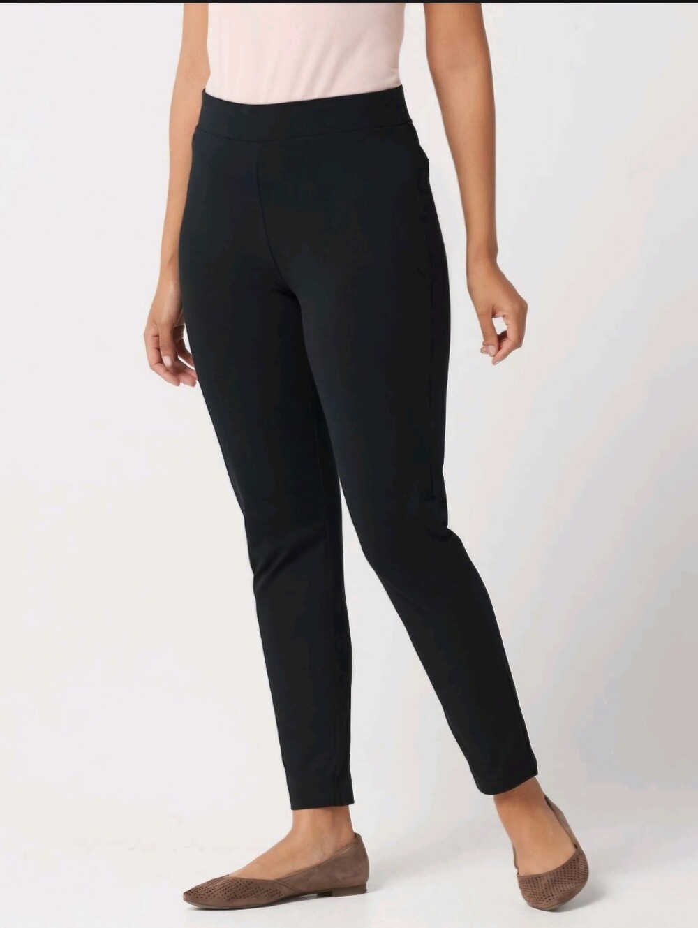 New Black Slim Leg Pants Susan Graver Petite XS